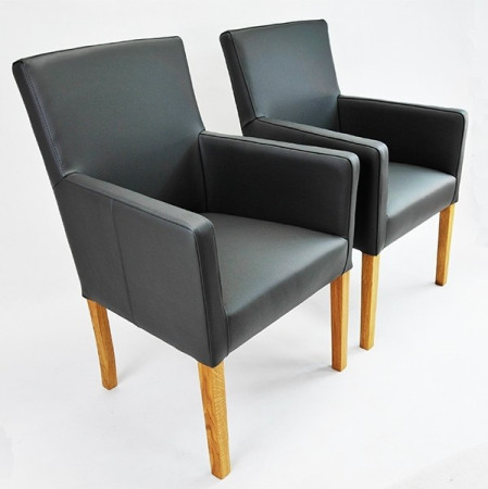 Armlehnstuhl aus Leder Beine aus Buche oder Eiche Farben wählbar THEO