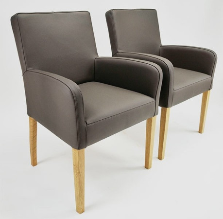 Armlehnstuhl aus Leder Beine aus Buche oder Eiche Farben wählbar ALFO