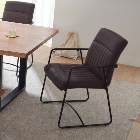 Esszimmerstuhl mit Armlehnen Microfaser grau Metall schwarz ALTENA