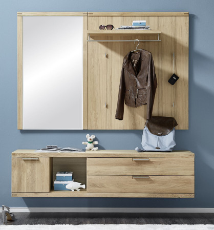 Garderobenset aus Eiche teilmassiv bianco 3-teilig Nr.82