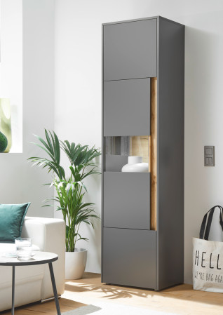 Vitrine 197x50 cm Eiche anthrazit 3-türig Boston