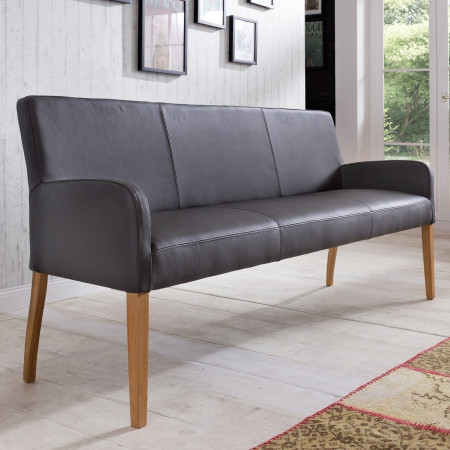 Sitzbank aus Leder 183 cm Beine aus Buche oder Eiche Farben wählbar ALFO