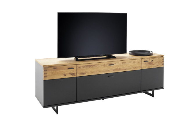TV-Lowboard 195 cm anthrazit + Wildeiche