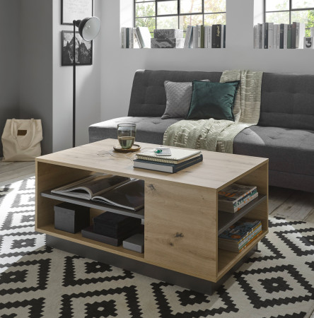 Couchtisch 100x60 cm Höhe 46 cm Eiche Graphit CORATO