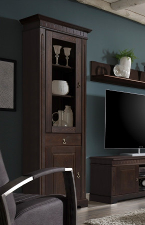 CORDOBA Vitrine links Kiefer massiv kolonial lackiert