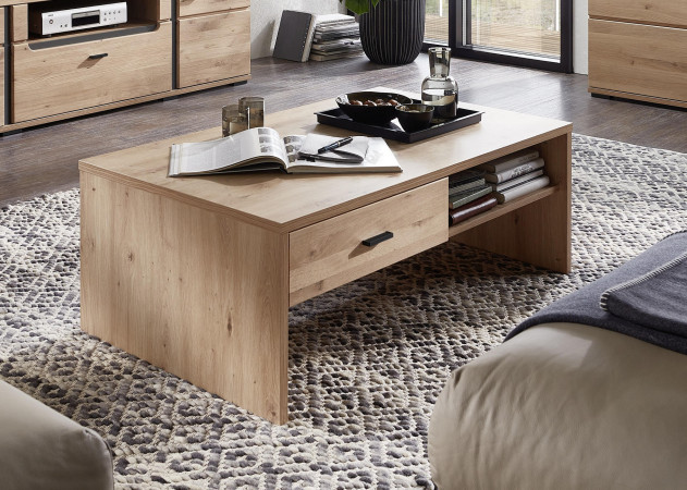 Couchtisch 110x65 cm Eiche Bianco teilmassiv Davos