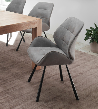 Esszimmerstuhl hellgrau 2er Set Microfaser Ferrara