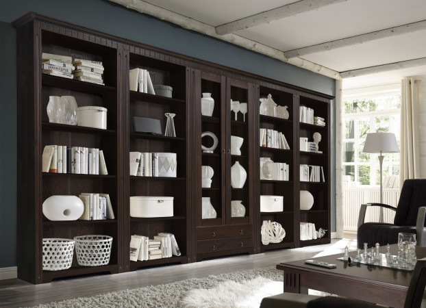 CORDOBA Regal Vitrine Bibliothek Kiefer massiv kolonial lackiert