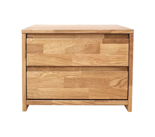 FLORENZ Nachtschrank mit 2 Schubkästen aus massiver geölter Wildeiche