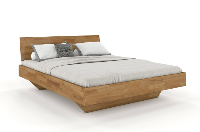 Bett in Überlänge aus Eiche mit durchgehendem Kopfteil 160x220 aus massiver Eiche Florenz