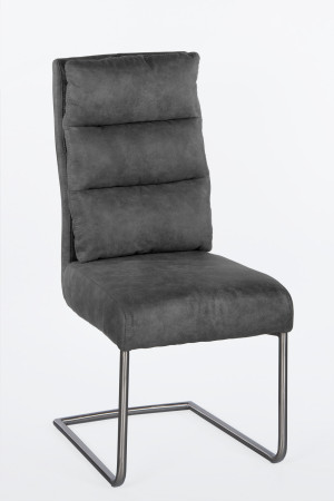 Freischwinger Stuhl anthrazit grau Bezug Microfaser Gestell aus Edelstahl Monza