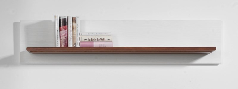 PORTO Wandboard 140 cm Pinie massiv weiss & cognac