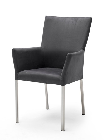 Armlehnstuhl aus Microfaser Farbe wählbar Beine aus Edelstahl QIARA