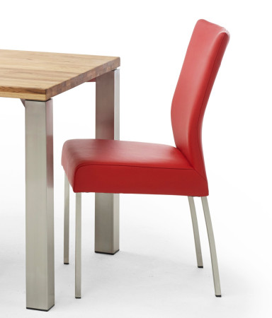 Esszimmerstuhl aus Leder Farbe wählbar Beine aus Edelstahl QIARA
