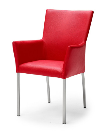 Armlehnstuhl aus Kunstleder Farbe wählbar Beine aus Edelstahl QIARA