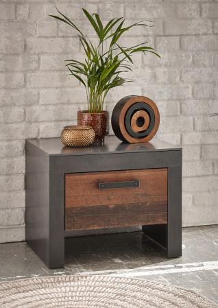 Nachtkommode 55x45 cm mit 1x Schublade used-look QUEENS