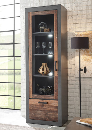 Vitrine 201x65 cm 2-türig used-look QUEENS