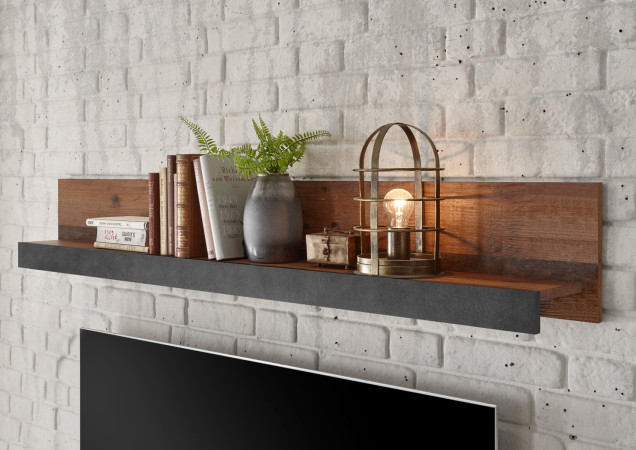 Wandboard 153x23 cm mit 1x Ablageboden used-look QUEENS