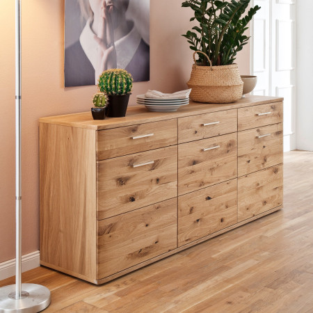 Sideboard 180 cm 3 türig Eiche Bianco teilmassiv Santa Fe