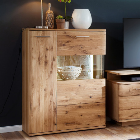 Highboard Eiche bianco teil-massiv 90 cm 2 türig links Santa Fe