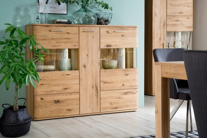 Highboard 150 cm Eiche bianco teilmassiv Santa Fe, Milieu