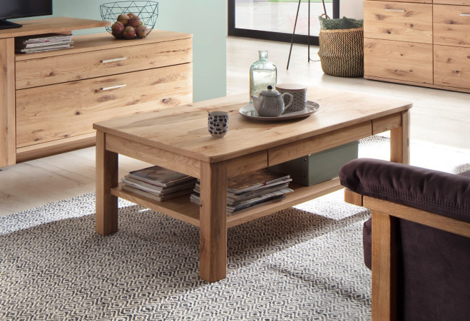 Couchtisch 115x65 cm Eiche bianco teilmassiv Santa Fe