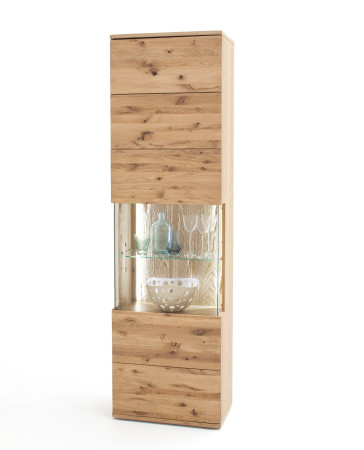  Vitrine Eiche bianco teilmassiv 60 cm 1-türig rechts Santa Fe