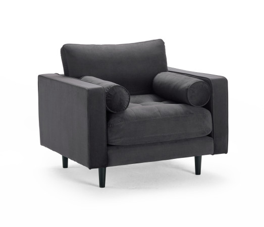 Polstersessel 1-Sitzer in samt Stoff petrol Merini