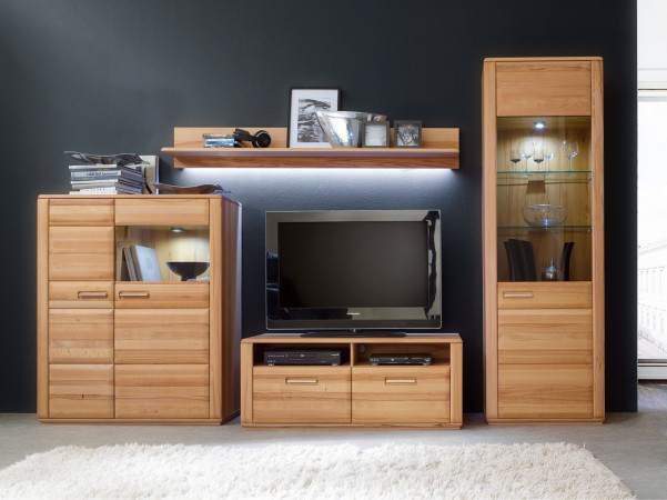 Wohnwand Kernbuche 4-teilig 319 cm Breite Nr.11 Sanremo