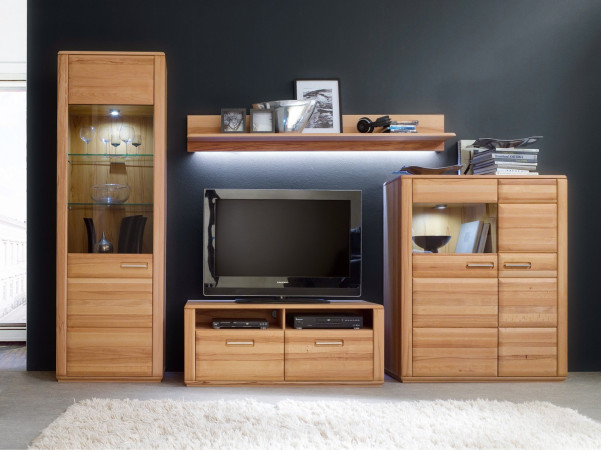 Wohnwand Kernbuche 4-teilig 319 cm Breite Nr.1 Sanremo