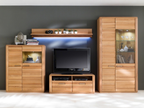 Wohnwand Kernbuche 4 teilig Sanremo