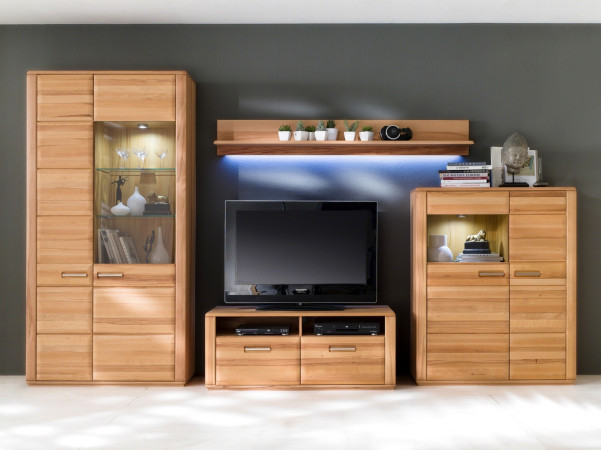 Wohnwand Kernbuche 4 teilig Sanremo