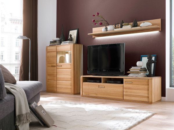 Wohnwand Kernbuche teilmassiv 3-teilig Sanremo