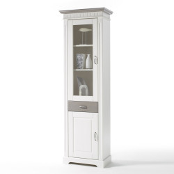 Vitrine weiß Kiefer massiv 2-trg links Cordoba taupe lackiert