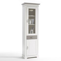 Vitrine weiß Kiefer massiv 2-trg rechts Cordoba taupe lackiert