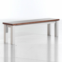 PORTO Sitzbank 150x35 cm Pinie massiv gebürstet weiss & cognac