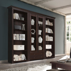 CORDOBA 2x Regale + Vitrine Bibliothek Kiefer massiv kolonial lackiert