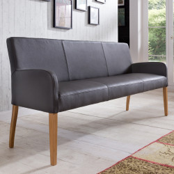 Sitzbank aus Leder 123 cm Beine aus Buche oder Eiche Farben wählbar ALFO