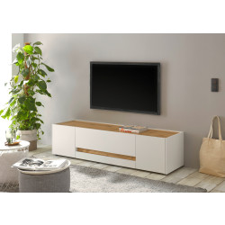 Lowboard 170x40 cm Eiche Weiss 2-türig + Doppelschubkasten BOSTON