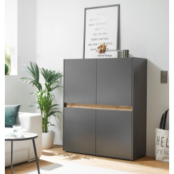 Highboard 120x100 cm Eiche Anthrazit 4-türig BOSTON