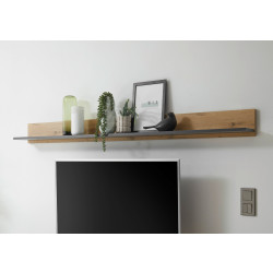 Wandboard 170x20 cm Eiche Anthrazit mit Ablageboden BOSTON