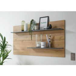 Wandboard 170x20 cm Eiche Anthrazit mit Ablageboden BOSTON