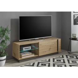 Lowboard 138x46 cm mit 1x Klappe Eiche Graphit CORATO + BELEUCHTUNG
