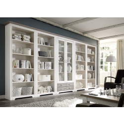 Bücherregale mit Vitrine weiß aus Massivholz Kiefer Serie CORDOBA