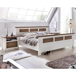 Doppelbett 160x200 Pinie teilmassiv weiß terra gewischt Laguna