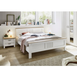 Landhausbett 180x200 Pinie weiss Dekor Eiche Trentino