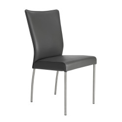 Esszimmerstuhl aus Leder Farbe wählbar Beine aus Edelstahl LENARD