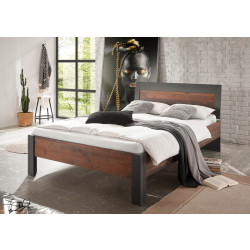Bett 140x200 mit Holzkopfteil used-look QUEENS