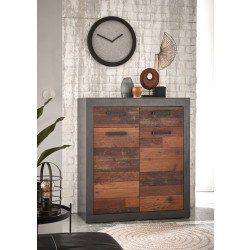Schlafzimmerkommode 92x104 cm 2-türig + 2 Schubkästen used-look QUEENS