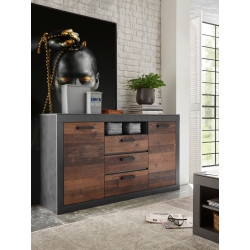 Sideboard 153x87 cm 2-türig + 3 Schubkästen used-look QUEENS